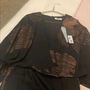 Faux Wrap Black & Copper short dress
